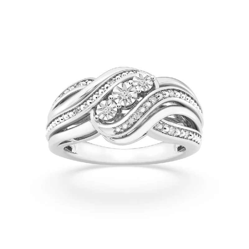 elegant necklaces for women -sparkling necklaces for women -Swirl Dress Ring with 0.05ct of Diamonds in Sterling Silver