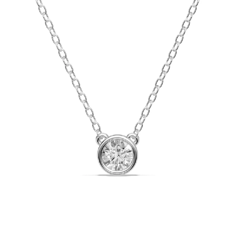 silver necklaces for women -silver necklaces for women -Bezel Pendant Necklace with 0.40ct of Laboratory Grown Diamonds in Sterling Silver and Platinum