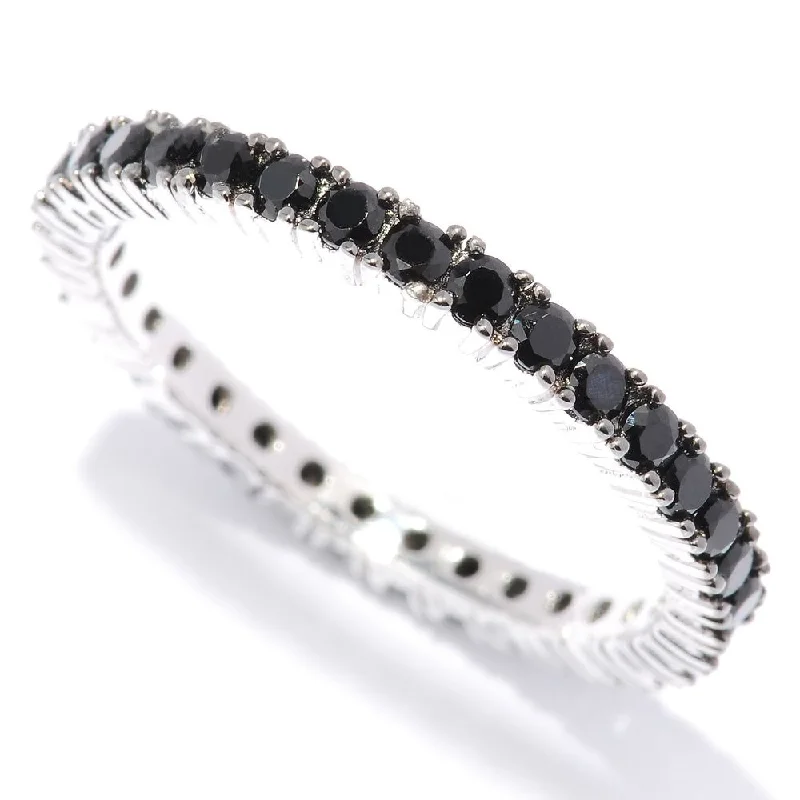 Sterling Silver 1ct Black Spinel Etenity Band Ring