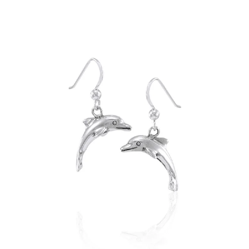 gold stud earrings for weddings -statement earrings for women -Jumping Dolphins Sterling Silver Earrings SE039