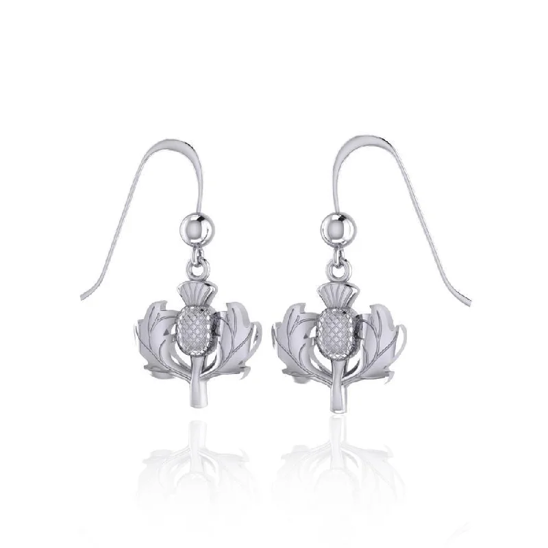 chandelier earrings for women -statement earrings for women -Scottish Thistle Sterling Silver Earrings TE2872