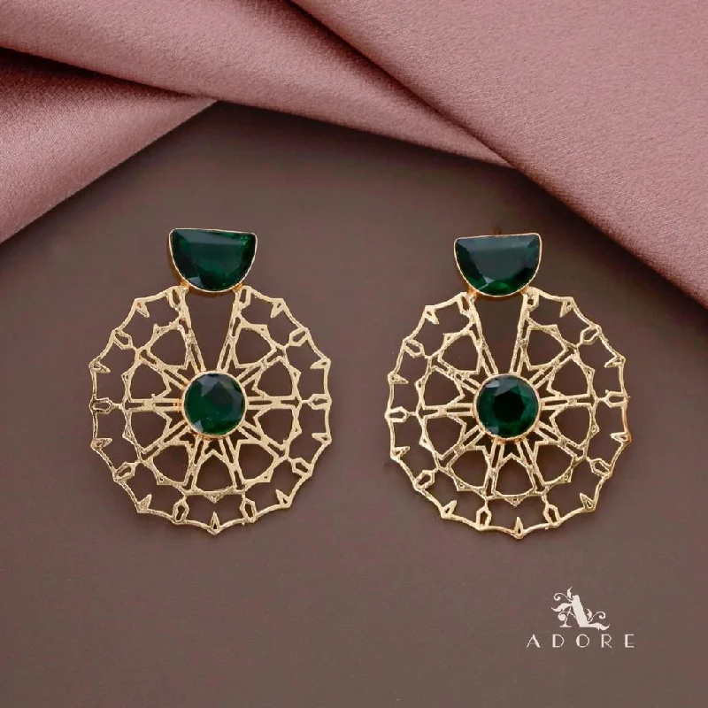 bridesmaid earrings for women -stud earrings for women -Golden Rangoli Glossy Earring