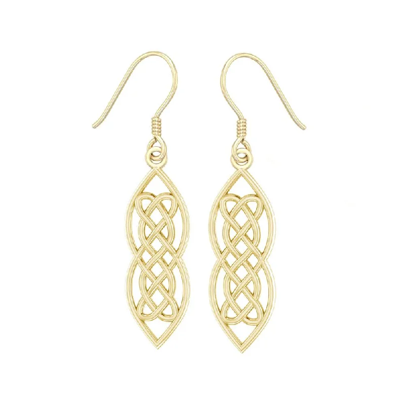 chic stud earrings for women -cute earrings for women -Celtic Hearts Entwined Solid Gold Earrings GTE121