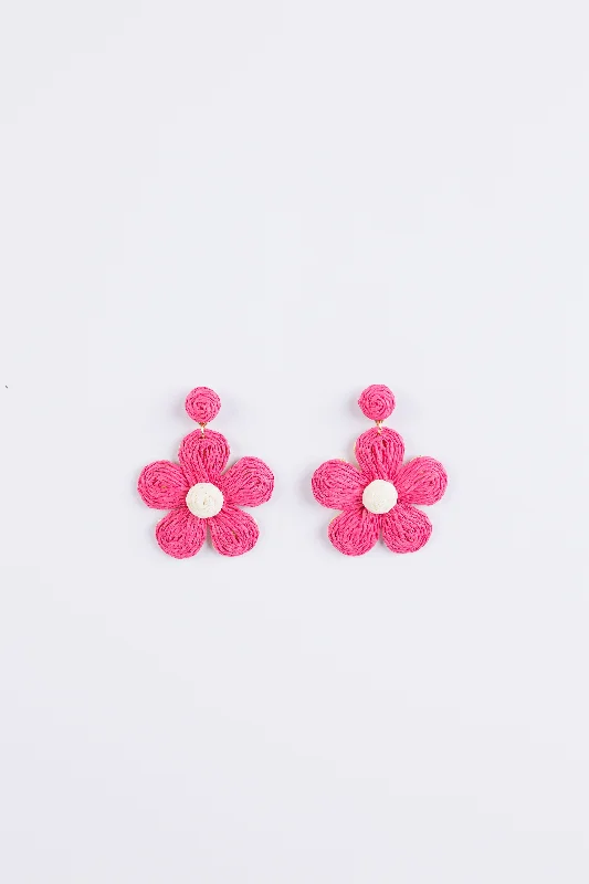 luxury diamond earrings for women -personalized earrings for women -Daisy Day Earrings (Fuschia)