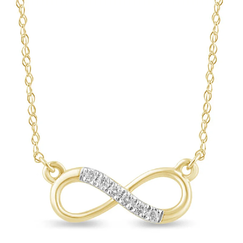 bohemian necklaces for women -colorful necklaces for women -Diamond Set Infinity Necklace in 9ct Yellow Gold