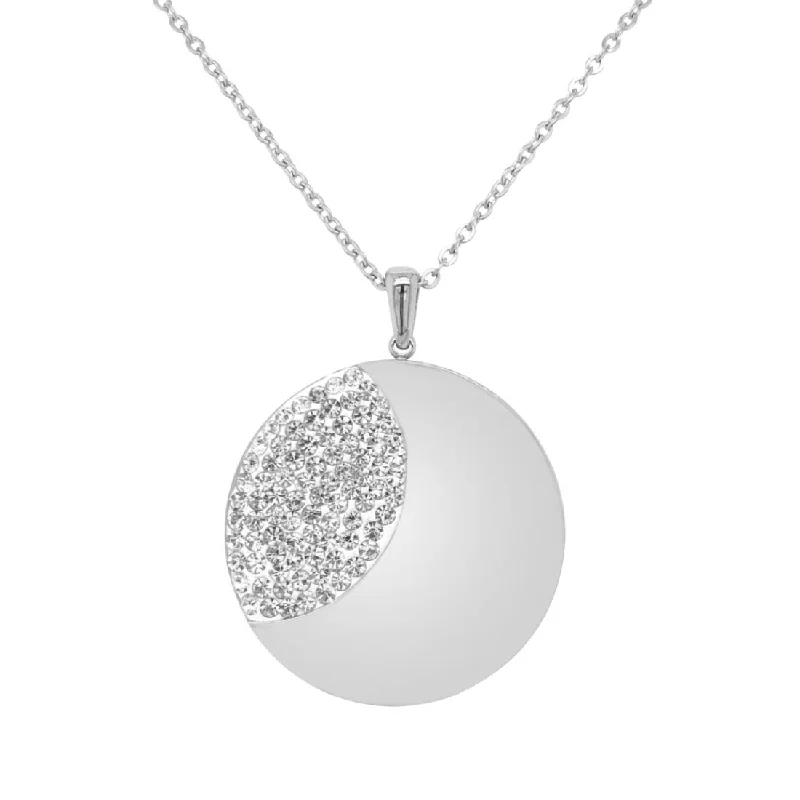 infinity pendant necklaces for women -matching necklaces and earrings for brides -Stainless Steel Plain Crystal Disc Necklace