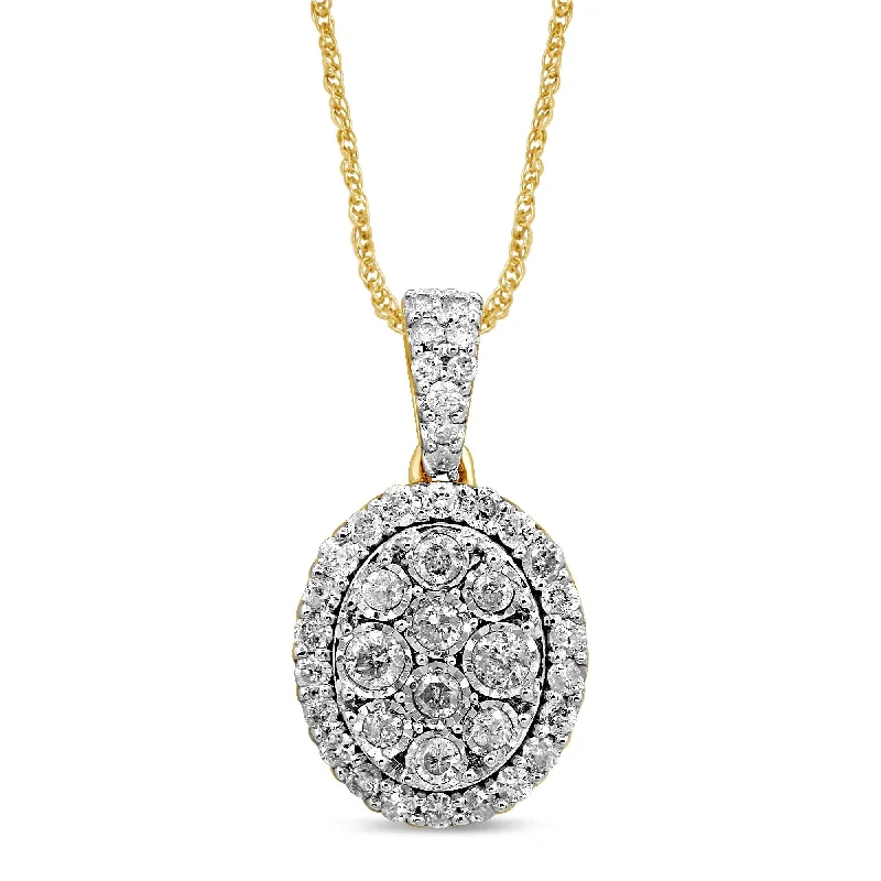 pendant necklaces for women -vintage necklaces for women -Brilliant Miracle Halo Necklace with 1.00ct of Diamonds in 9ct Yellow Gold