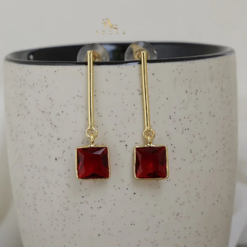 personalized earrings for women -drop earrings for women -Trevin Stem And Square Glossy Earring