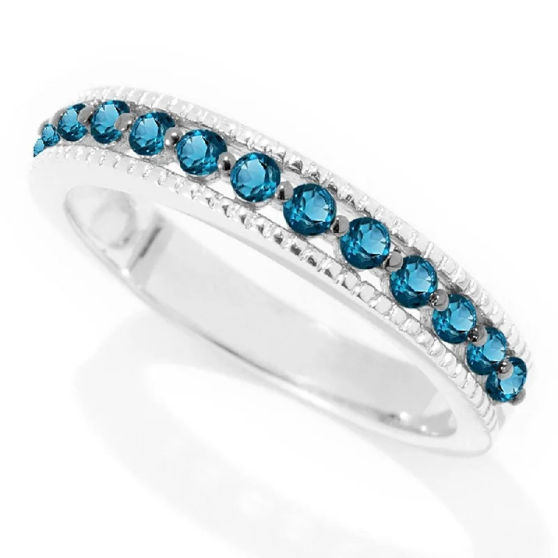 925 Sterling Silver London Blue Topaz Band Ring