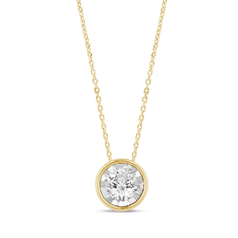 luxury diamond necklaces for women -high-end necklaces for women -0.10ct Diamond Solitaire Bezel Necklace in 9ct Yellow Gold