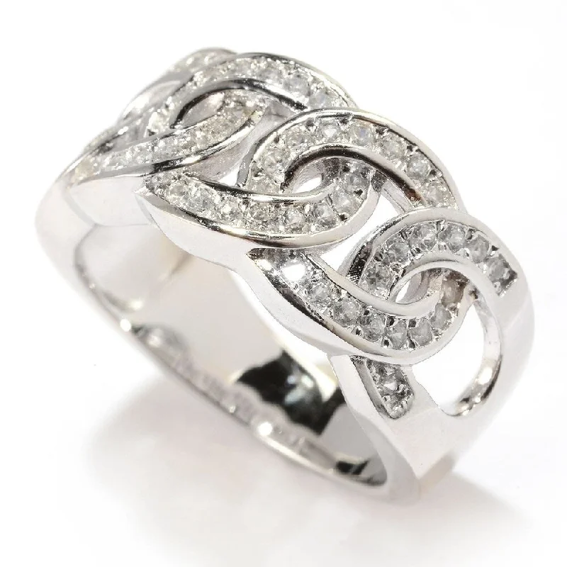 Sterling Silver White Zircon Circle Link Band Ring