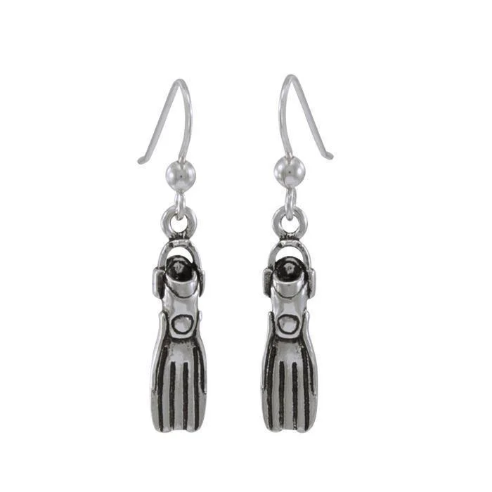 elegant pearl earrings for women -cute earrings for women -Dive Fin Sterling Silver Hook Earring TE967