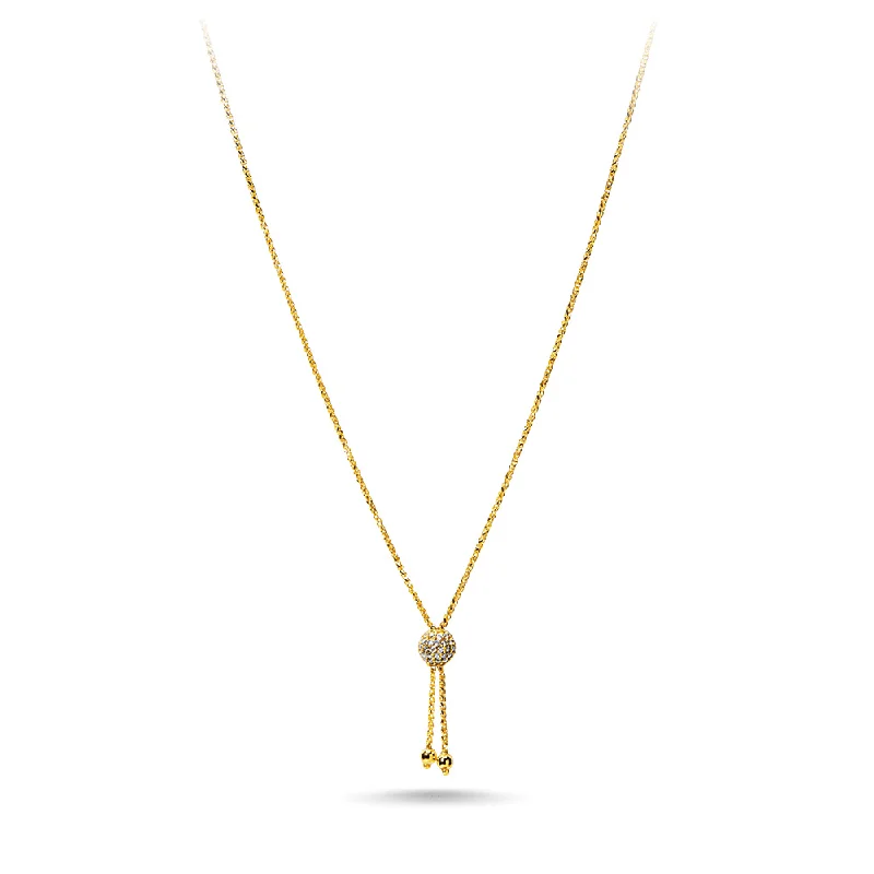 chunky gold necklaces for women -meaningful necklaces for women -9ct Bonded Gold Tassle Necklace with Cubic Zirconia