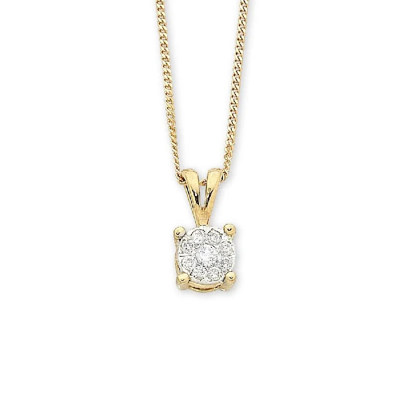 elegant charm necklaces for women -matching jewelry sets for women -9ct Yellow Gold Diamond Pendant