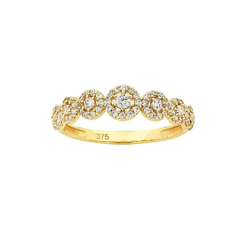 simple gold necklaces for women -luxury diamond necklaces for women -9ct Yellow Gold Cubic Zirconia Multi Halo Stackable Ring