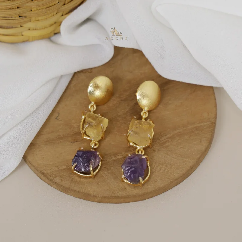 wedding day earrings for women -gemstone stud earrings for women -Gesina Raw Stone Earring