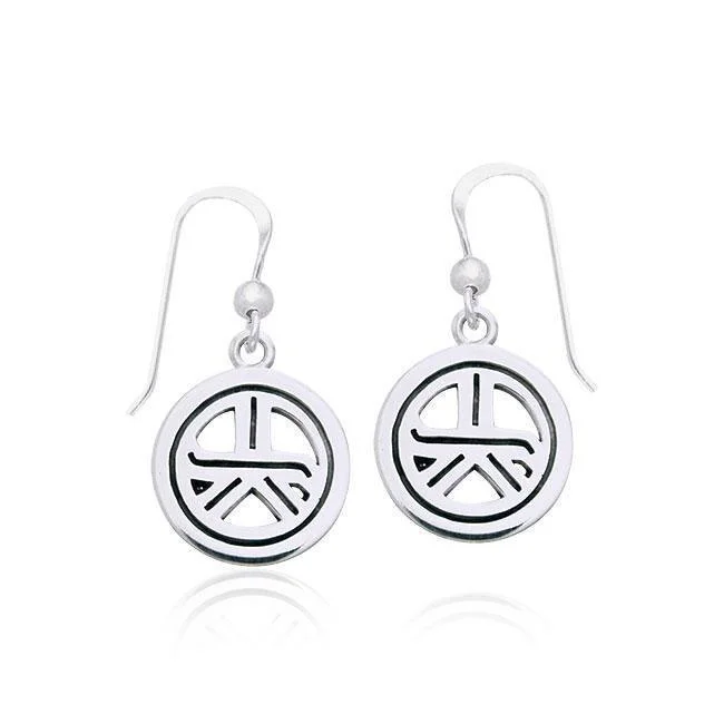 oversized earrings for women -trendy earrings for women -Reiki Symbol Silver Earrings TER474