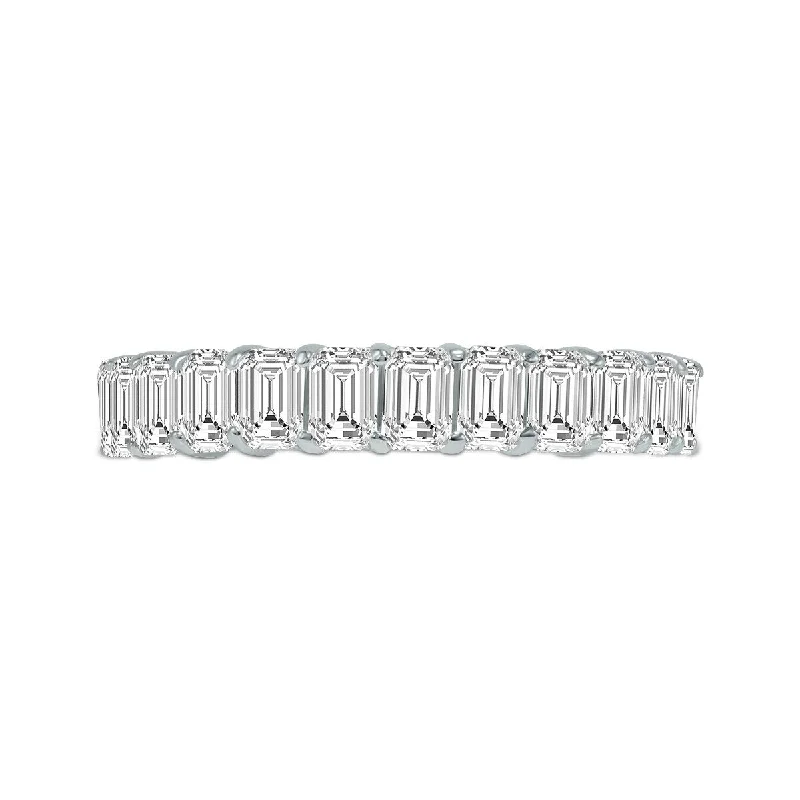 Marquee Jewels Emerald Cut Lab Grown Diamond Eternity Band in 14K White Gold (15 Carat TW)