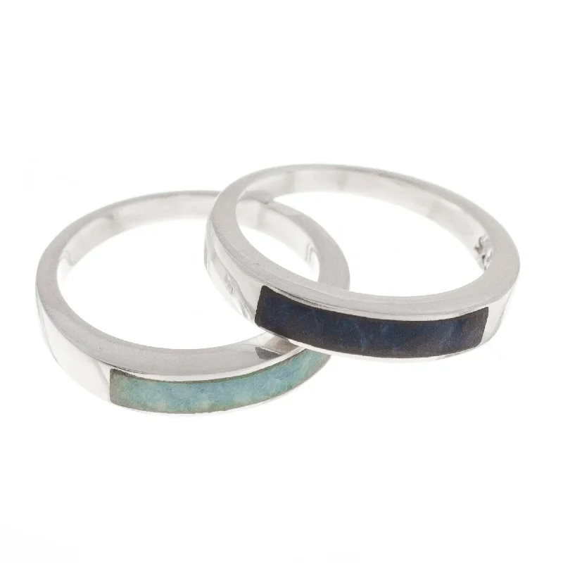 Novica Handmade Dual Enchantment Sodalite And Amazonite Band Rings (Pair)