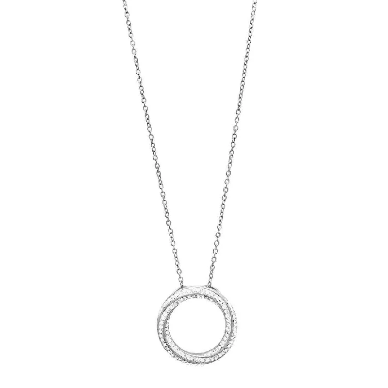 pendant necklaces for women -vintage necklaces for women -Open Circle Twist Crystal Necklace in Stainless Steel