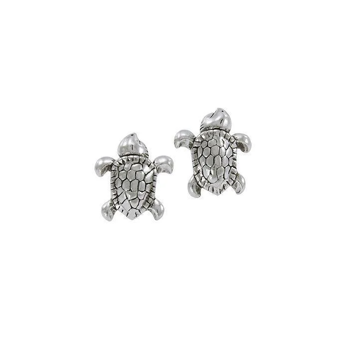 wedding earrings for women -gold stud earrings for women -Sea Turtle Sterling Silver Post Earrings TE2589