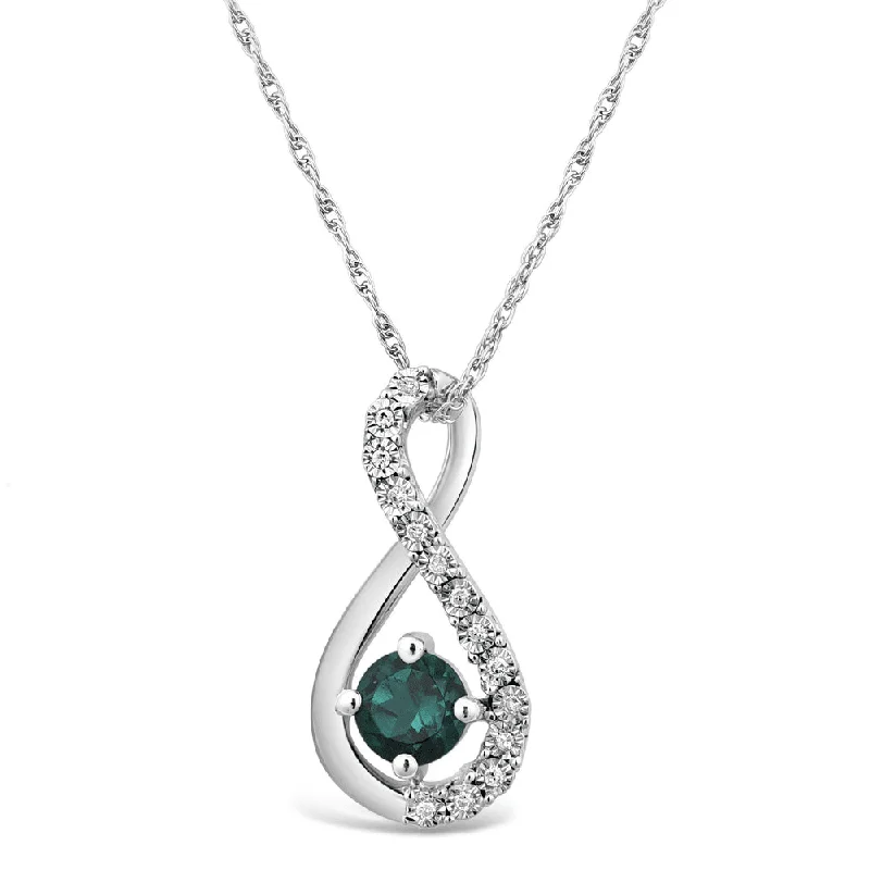 crystal pendant necklaces for women -customized necklaces for gifts -Created Emerald & Diamond Infinity Necklace in Sterling Silver