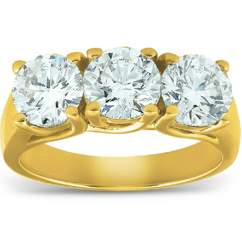 silver rings for women -gold engagement rings for women -gold engagement rings for women -Pompeii3 14k Yellow Gold 2 1/2 Ct TDW Diamond Engagement Three Stone Ring Clarity Enhanced