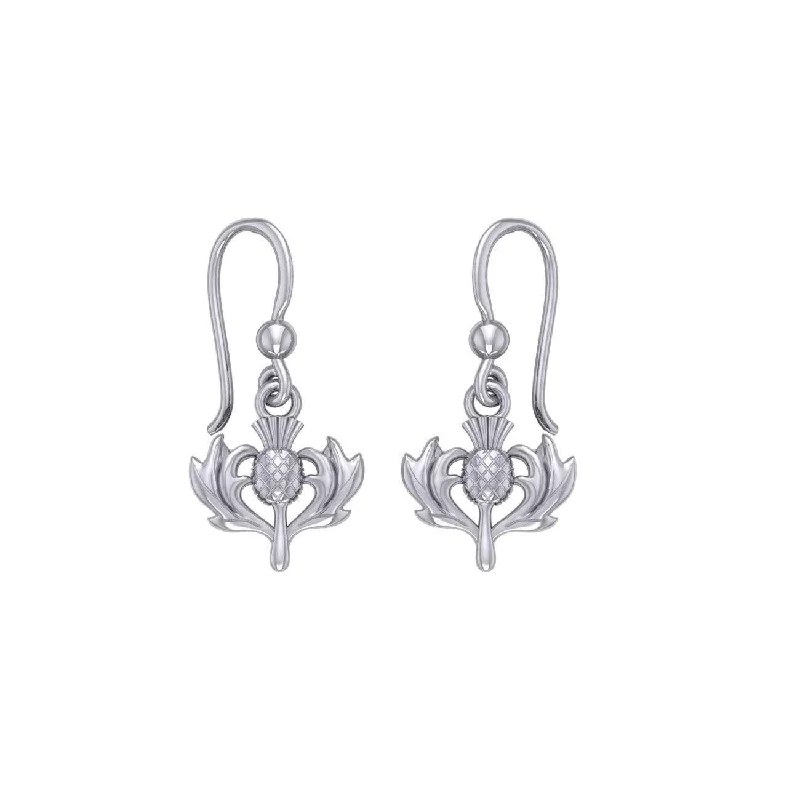 chic earrings for women -hoop earrings for women -Scottish Thistle Sterling Silver Earrings TE1042