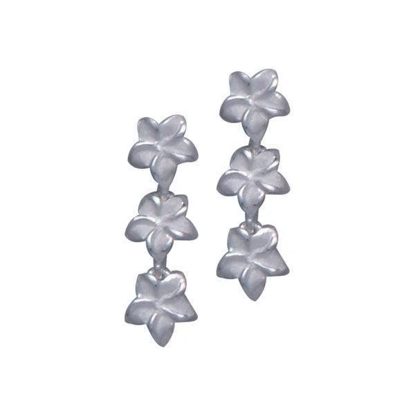 oversized earrings for women -luxury earrings for women -Plumeria - Hawaii National Flower Silver Post Earrings TE2130