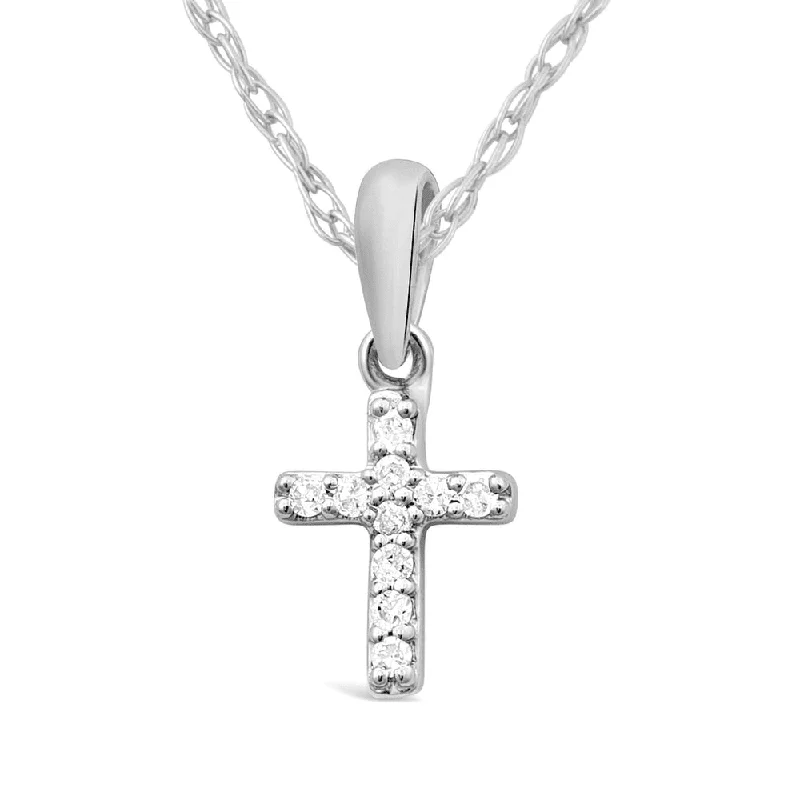 designer necklaces for women -layered gold necklaces for women -Children's Diamond Cross Necklace in Sterling Silver