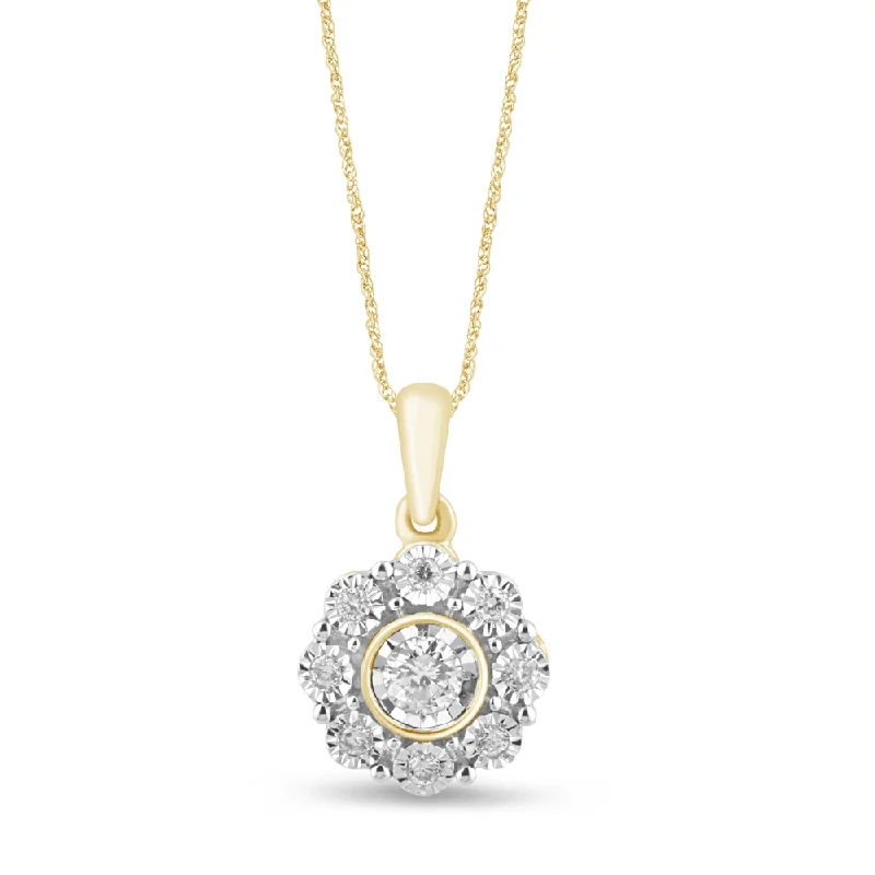 solid gold necklaces for women -elegant silver necklaces for women -Miracle Flower Necklace with 0.10ct of Diamonds in 9ct Yellow Gold