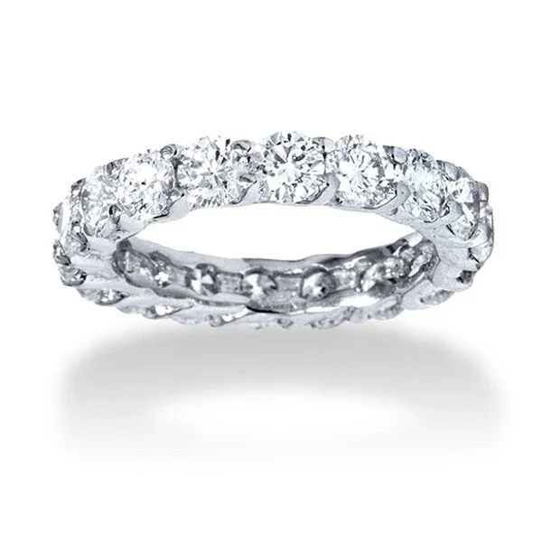 Pompeii3 14k White Gold 3ct TDW Trellis Setting Diamond Eternity Band (G-H, I1-I2)