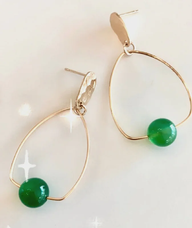 geometric drop earrings for women -gemstone stud earrings for women -Elle Earrings (Emerald)