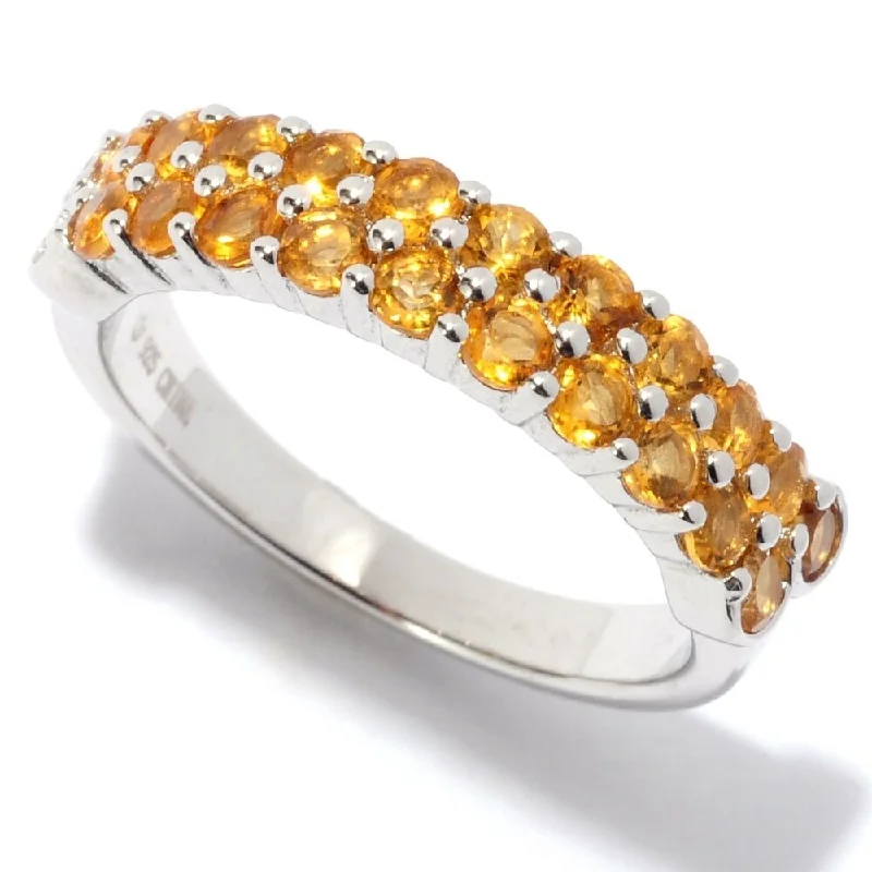 Rhodium Over Sterling Silver 0.98ctw Citrine Band Ring