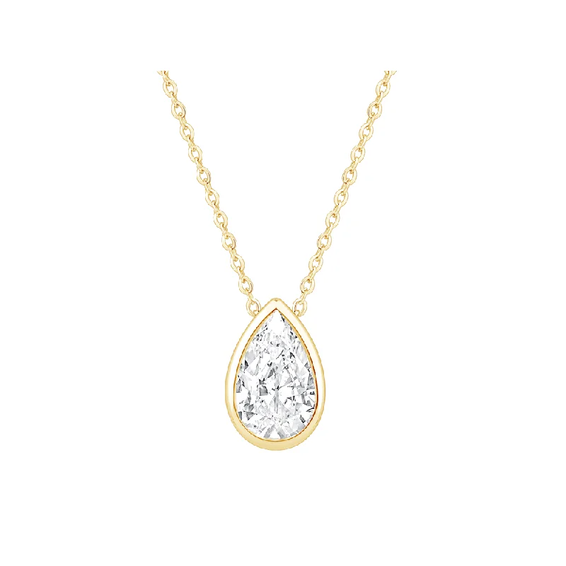 diamond necklaces for women -diamond necklaces for women -Pear Cut Solitaire Necklace with 1/2ct of Laboratory Grown Diamonds in 9ct Yellow Gold