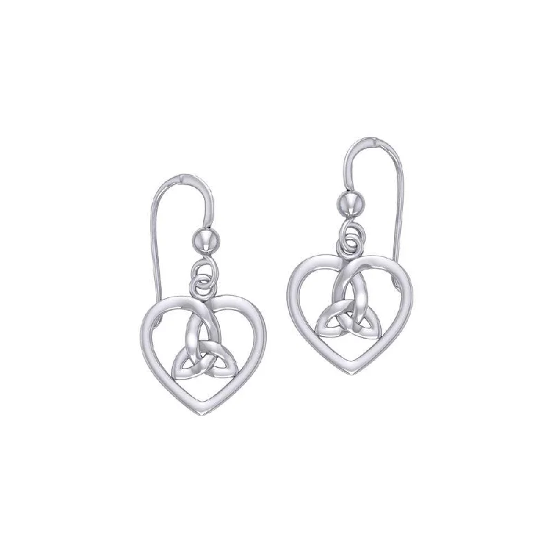 chic earrings for women -silver hoop earrings for women -Celtic Heart Trinity Knot Earrings TER1292