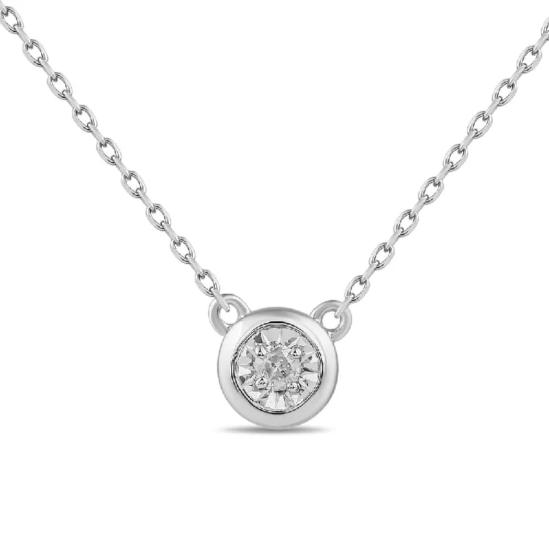 oval pendant necklaces for women -wedding pendant necklaces for women -Brilliant Claw Solitaire Necklace with 0.05ct of Diamonds in Sterling Silver