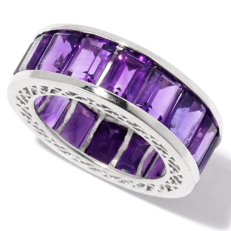 Sterling Silver Amethyst Eternity Band Ring