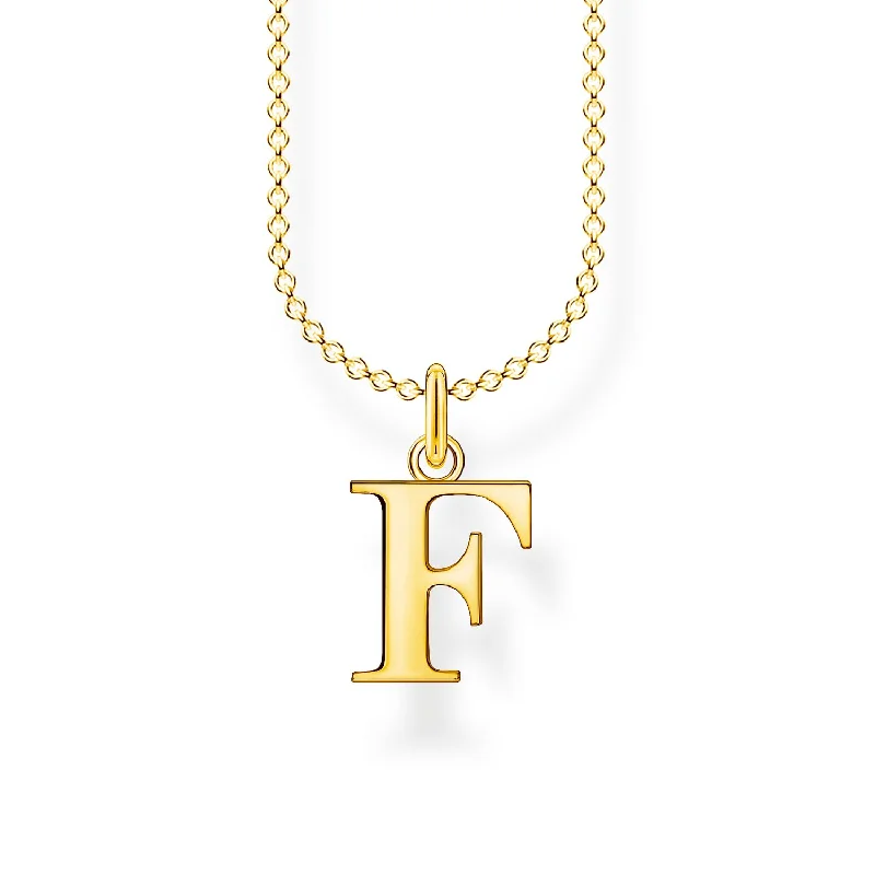 luxury diamond necklaces for women -high-end necklaces for women -Thomas Sabo Necklace Letter F Gold