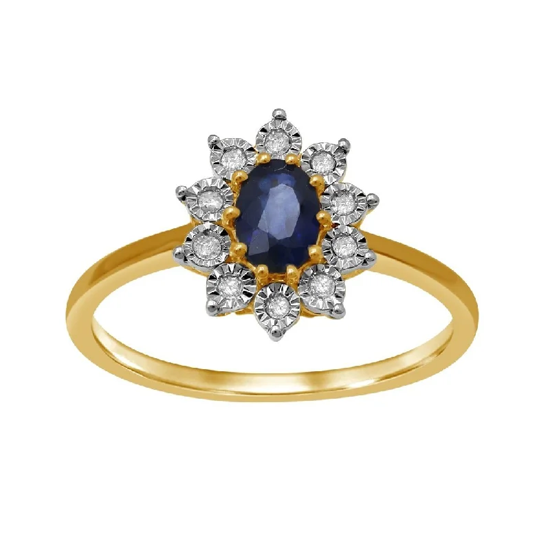 multi-layer necklaces for women -birthstone necklaces for women -9ct Yellow Gold Diamond and Sapphire Ring