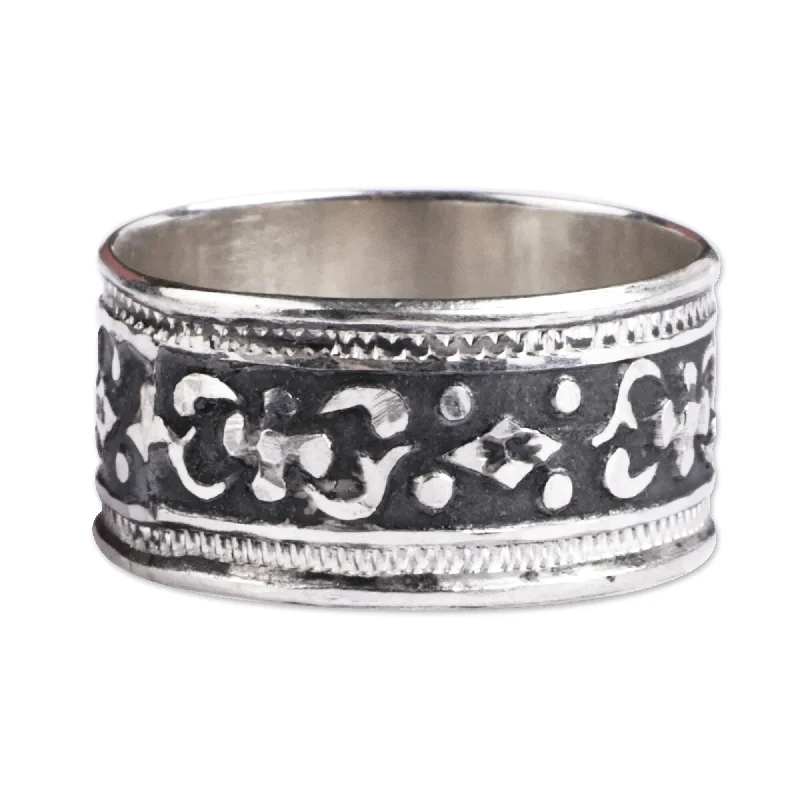 Novica Handmade Ancestral Power Sterling Silver Band Ring