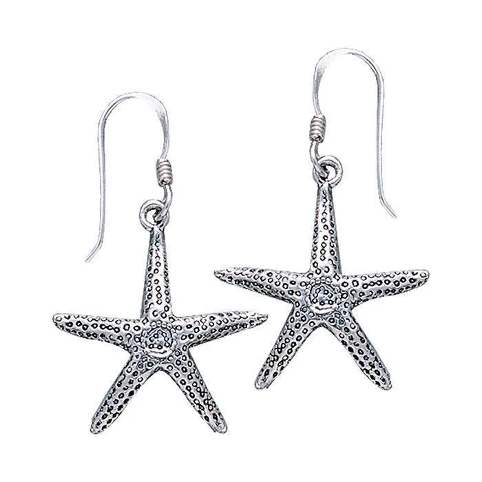 multi-layered earrings for women -silver hoop earrings for women -Starfish Silver Earrings JE106