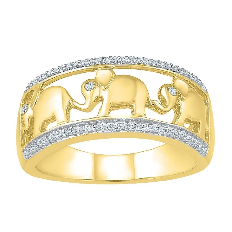 diamond necklaces for women -diamond necklaces for women -Elephant Stackable Ring with Diamonds in 9ct Yellow Gold