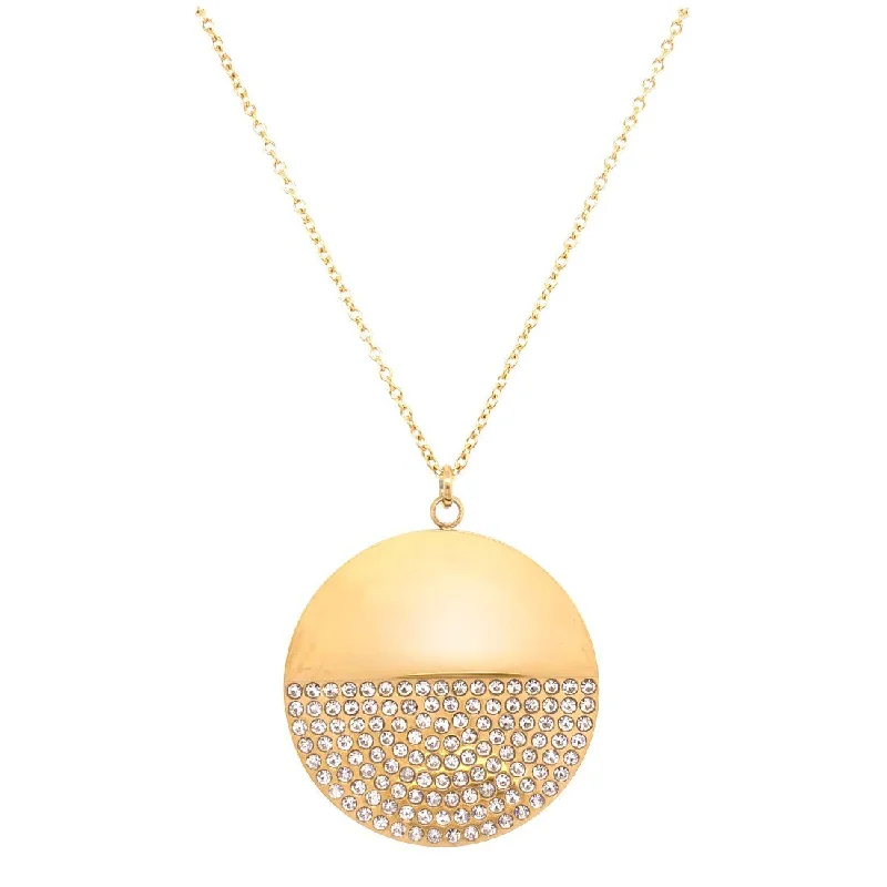 cute necklaces for women -charm necklaces for women -Yellow Stainless Steel Pave Crystal Necklace 70cm