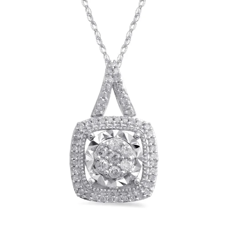 diamond pendant necklaces for women -pearl necklaces for women -9ct White Gold Miracle Halo Necklace with 0.25ct of Diamonds