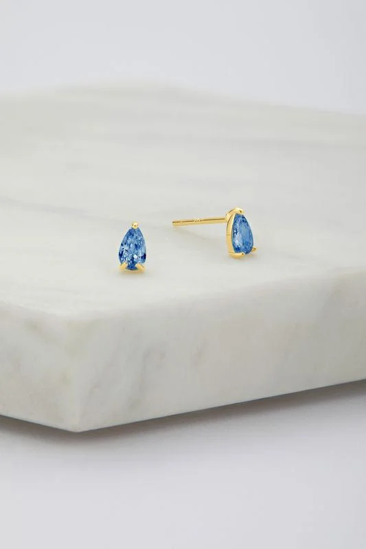 custom gold earrings for women -drop earrings for women -Abigail Stud (Sapphire)