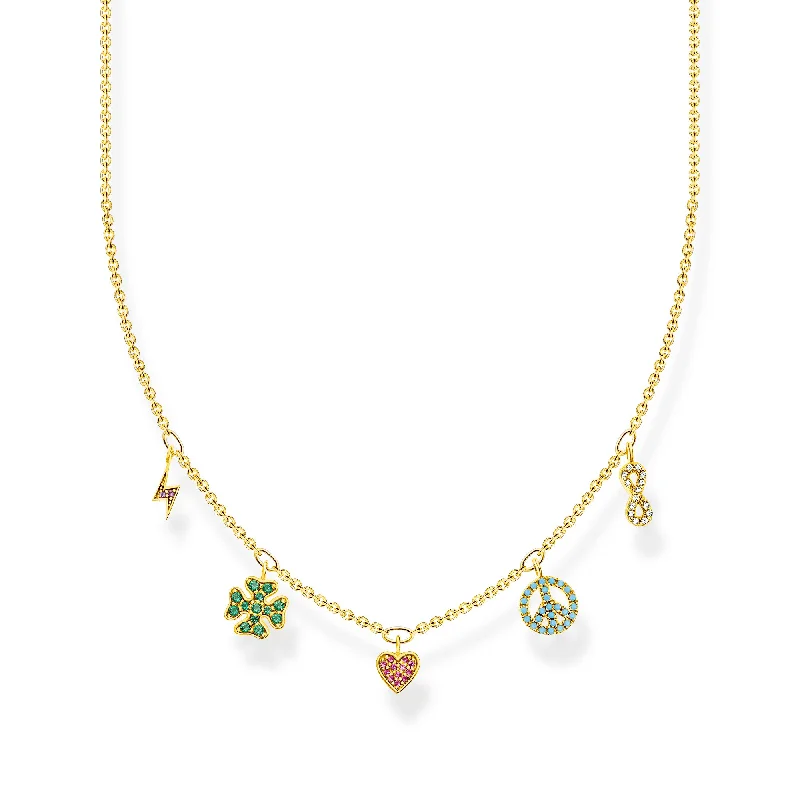 bridal necklace sets for women -unique gold necklaces for women -Thomas Sabo Necklace With Symbols Multicoloured Gold