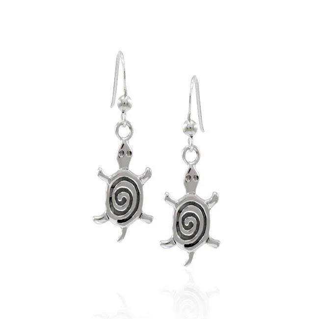 flower-shaped earrings for women -cute earrings for women -Spiral Turtle Sterling Silver Earrings TE674