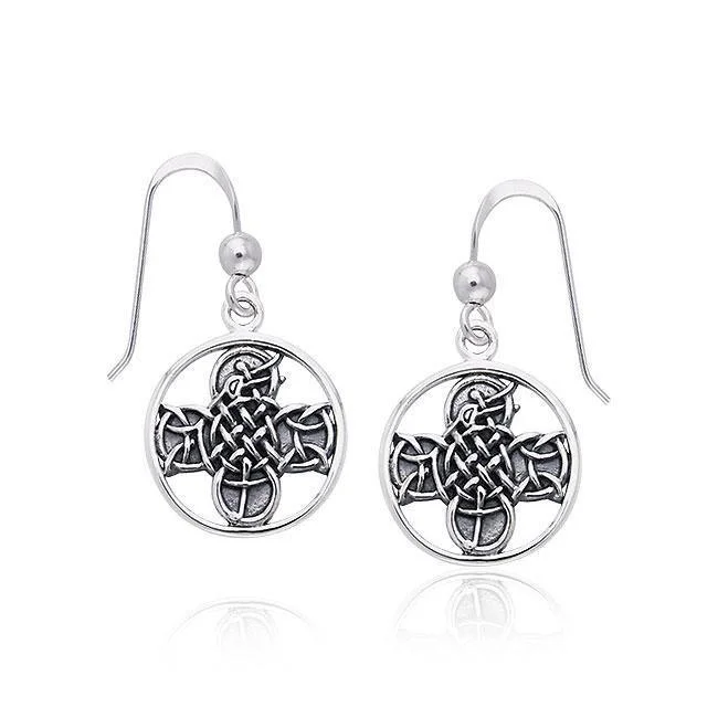 lightweight earrings for women -diamond earrings for women -Celtic Lismore Cross Silver Earrings TER467