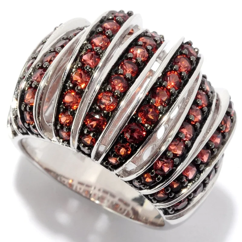 925 Sterling Silver Red Garnet Gemstone Band Ring